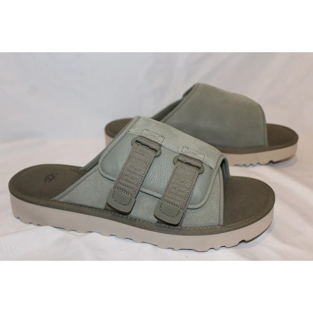 UGG MEN GOLDENCOAST STRAP SLIDE SANDALS SHADED CLOVER SZ 12 NIB